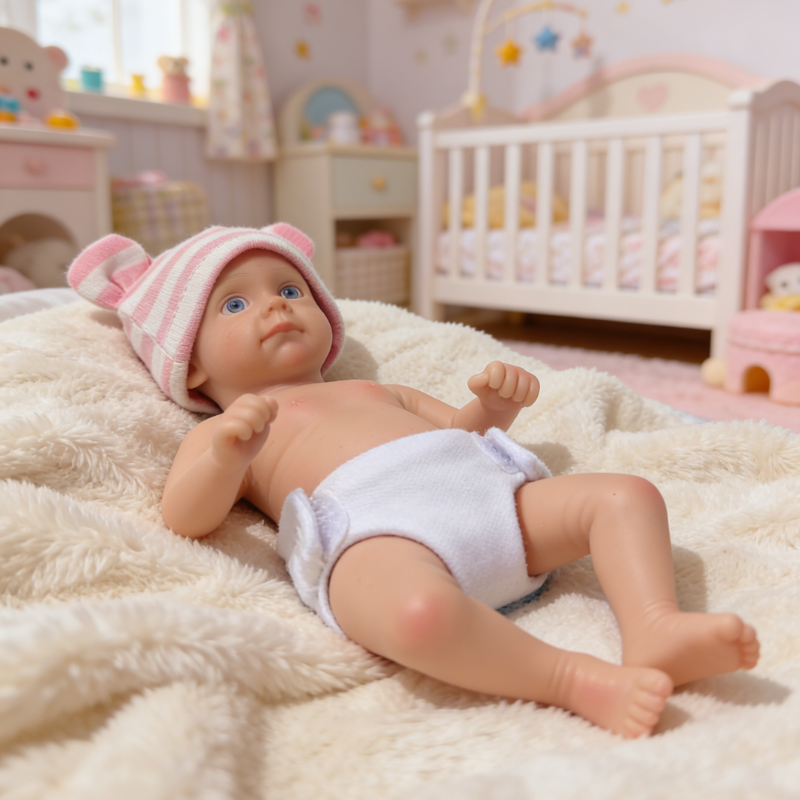 6inch Rowan Cute Sleeping Reborn Doll, Real Touch Newborn Toy, Gift & Collectible Doll