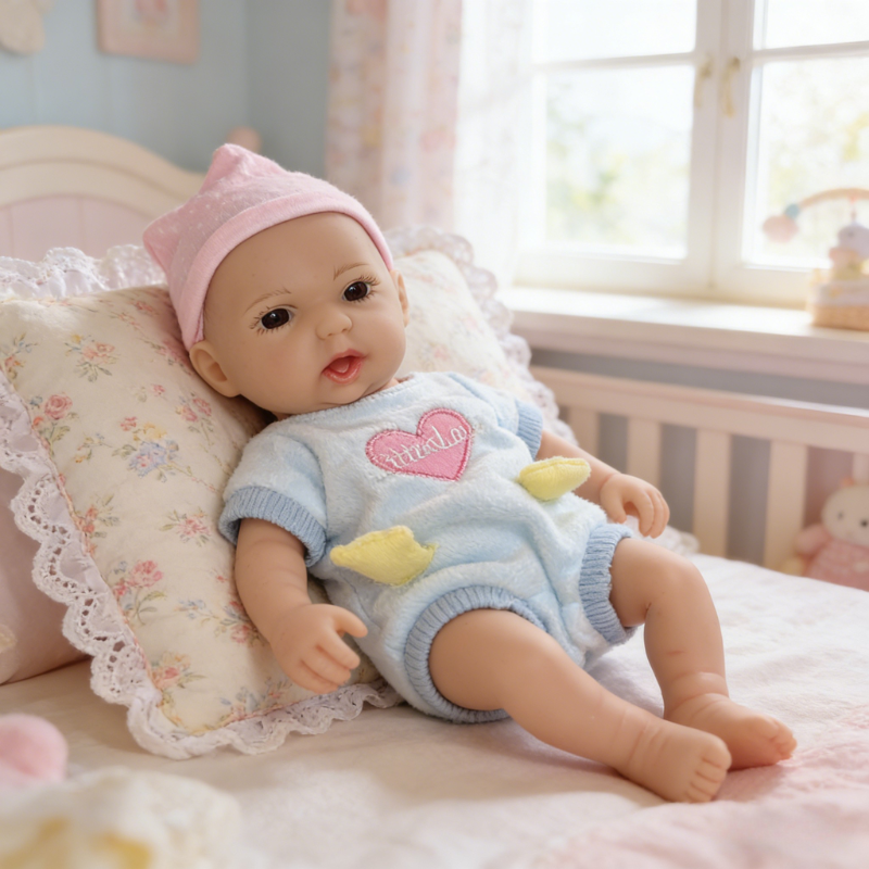 13Inch Elara Cute Sleeping Reborn Doll, Real Touch Newborn Toy, Gift & Collectible Doll