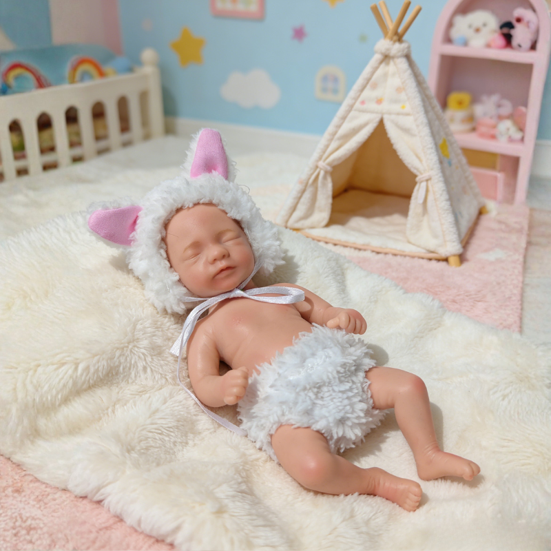 6inch ZuriCute Sleeping Reborn Doll, Real Touch Newborn Toy, Gift & Collectible Doll