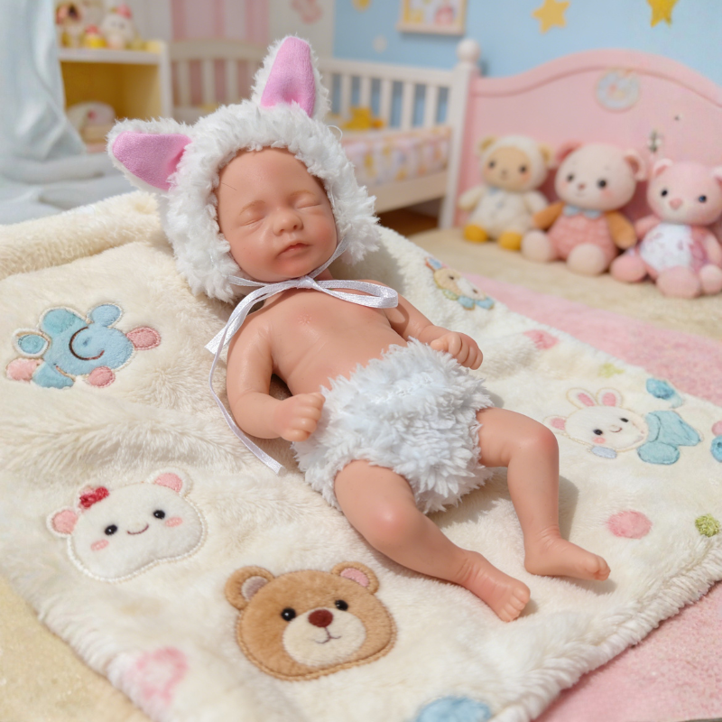 6inch ZuriCute Sleeping Reborn Doll, Real Touch Newborn Toy, Gift & Collectible Doll