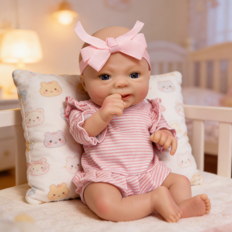 16inch Qin Cute Sleeping Reborn Doll, Real Touch Newborn Toy, Gift & Collectible Doll