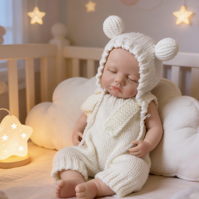 18inch Nini Cute Sleeping Reborn Doll, Real Touch Newborn Toy, Gift & Collectible Doll