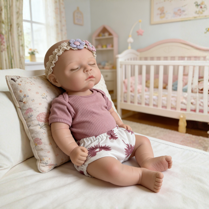 18inch Poppy Cute Sleeping Reborn Doll, Real Touch Newborn Toy, Gift & Collectible Doll