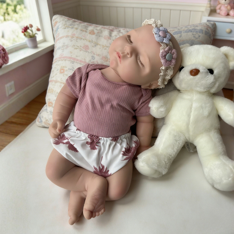 18inch Poppy Cute Sleeping Reborn Doll, Real Touch Newborn Toy, Gift & Collectible Doll