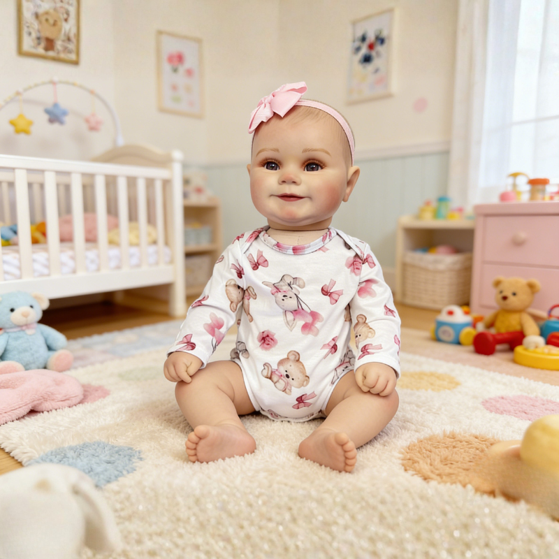 24 Inch Lifelike Baby Doll Emma, Soft Reborn Doll Warm Companion Toy
