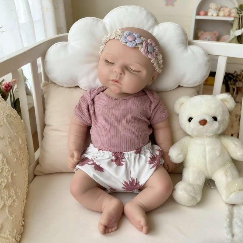 18inch Poppy Cute Sleeping Reborn Doll, Real Touch Newborn Toy, Gift & Collectible Doll