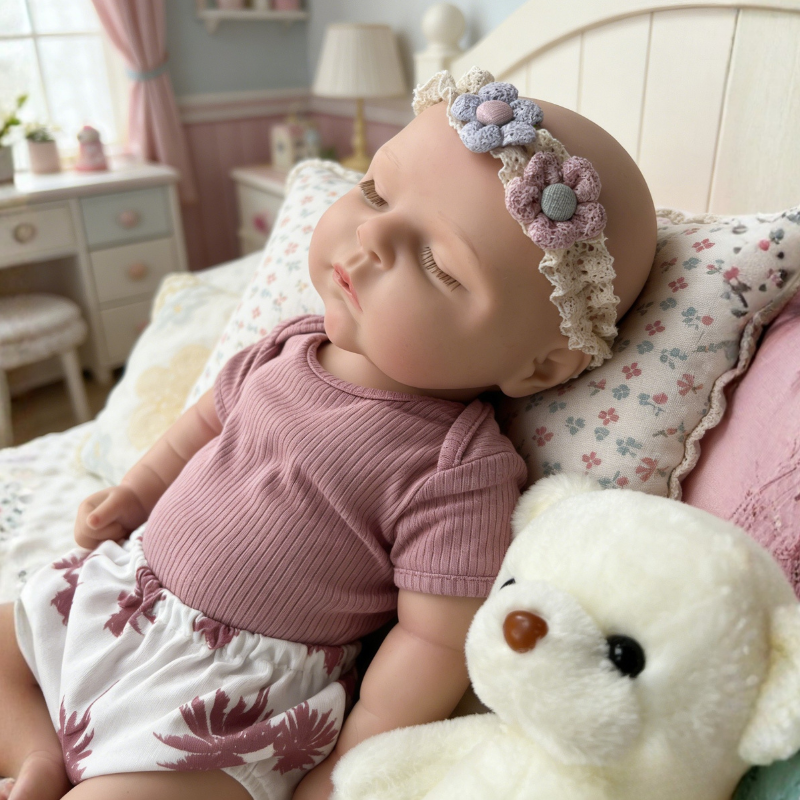 18inch Poppy Cute Sleeping Reborn Doll, Real Touch Newborn Toy, Gift & Collectible Doll