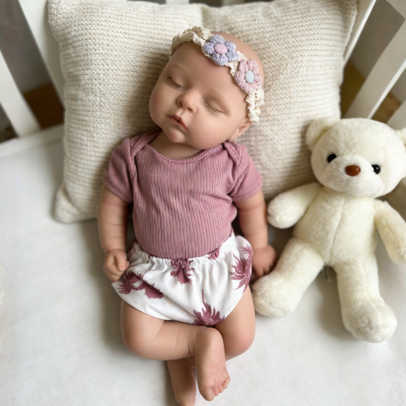 18inch Poppy Cute Sleeping Reborn Doll, Real Touch Newborn Toy, Gift & Collectible Doll