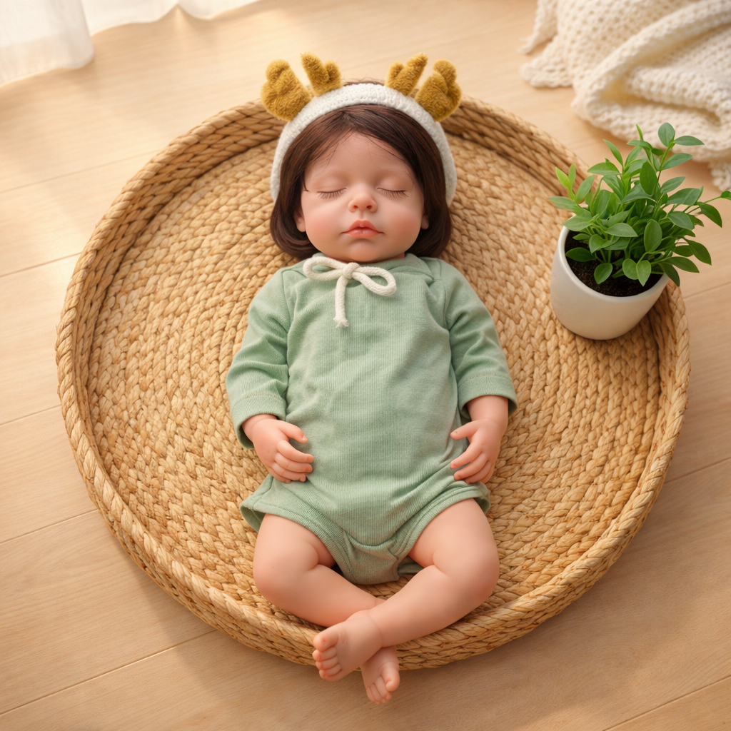 18inch Nini Cute Sleeping Reborn Doll, Real Touch Silicone Newborn Toy, Gift & Collectible Doll