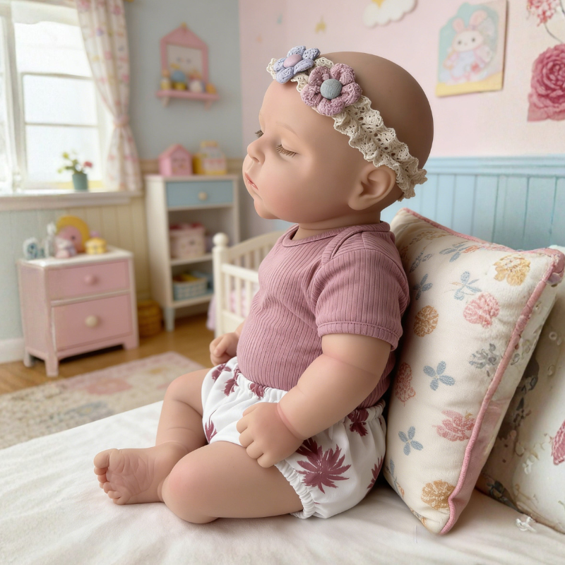 18inch Poppy Cute Sleeping Reborn Doll, Real Touch Newborn Toy, Gift & Collectible Doll