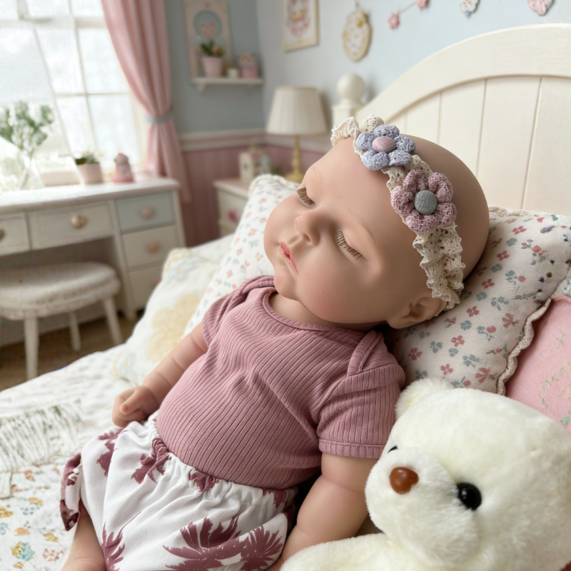 18inch Poppy Cute Sleeping Reborn Doll, Real Touch Newborn Toy, Gift & Collectible Doll