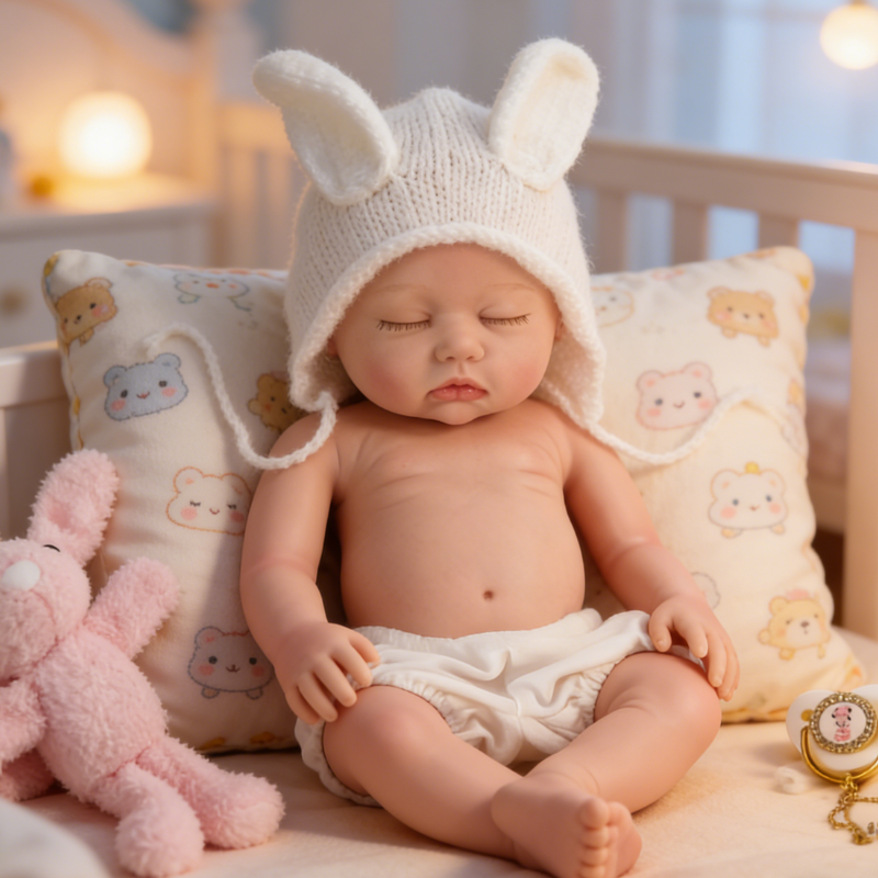 13Inch Ella Realistic Reborn Baby Doll, Lifelike Skin Sleeping Infant, Cozy Soothing Companion Toy for Kids & Collectors