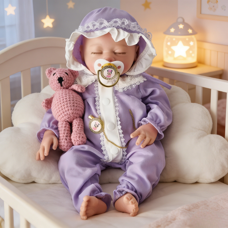 13Inch Ella Realistic Reborn Baby Doll, Lifelike Skin Sleeping Infant, Cozy Soothing Companion Toy for Kids & Collectors
