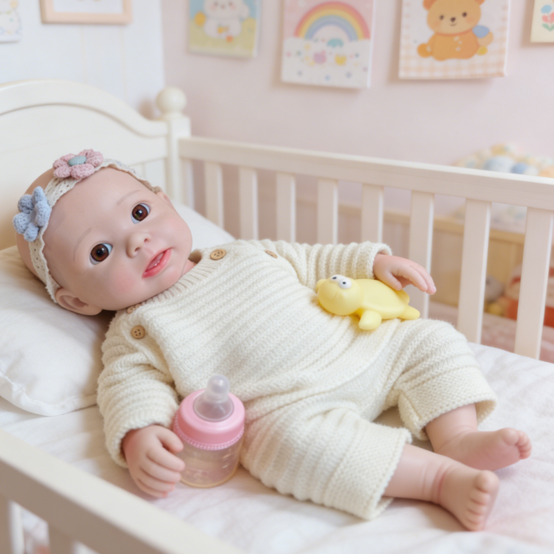 18Inch Coco Realistic Reborn Baby Doll, Lifelike Skin Sleeping Style, Soothing Companion Doll