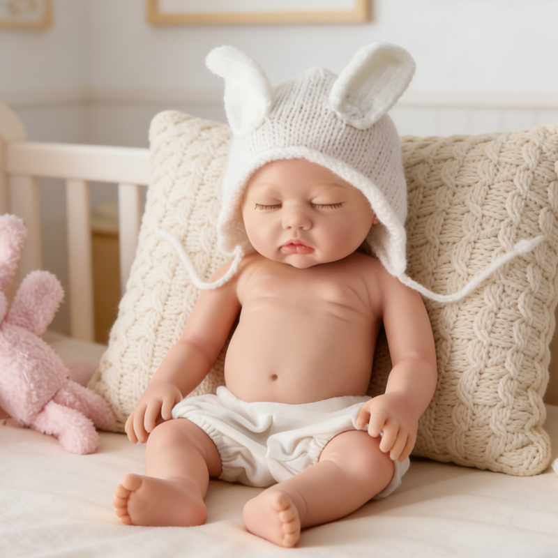 13Inch Ella Realistic Reborn Baby Doll, Lifelike Skin Sleeping Infant, Cozy Soothing Companion Toy for Kids & Collectors