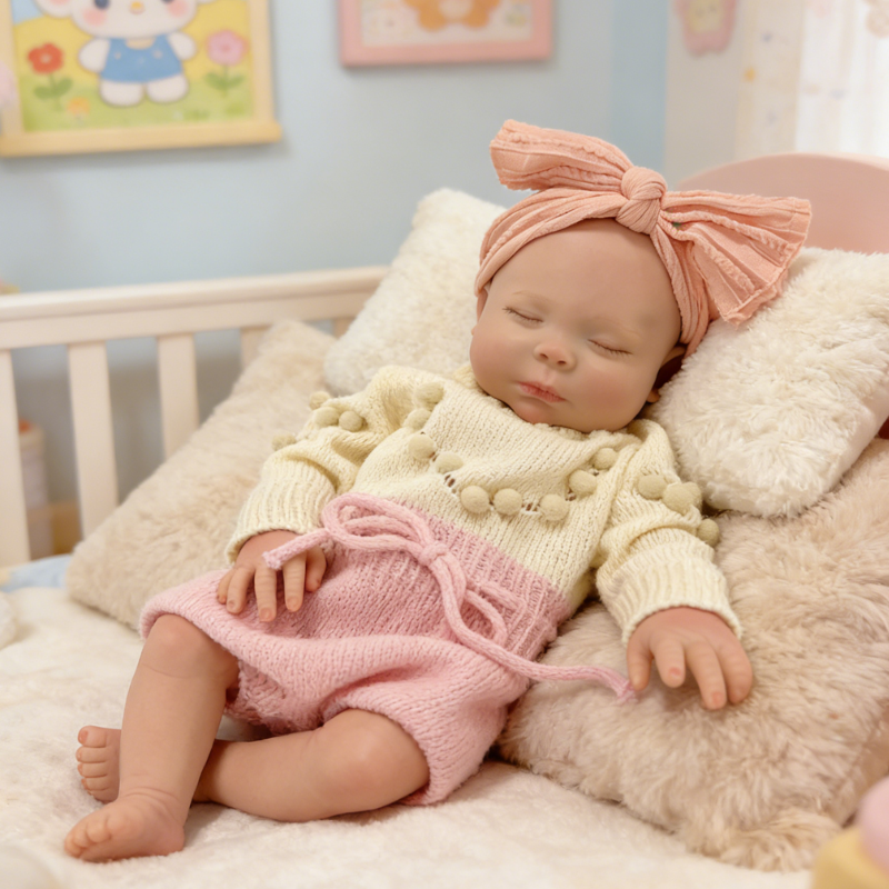 18Inch Lifelike Reborn Baby Doll Mia - Soft Vinyl Realistic Newborn Soothing Sleep Companion for Kids & Collectors