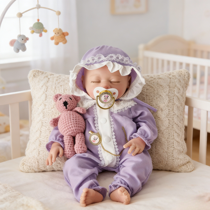 13Inch Ella Realistic Reborn Baby Doll, Lifelike Skin Sleeping Infant, Cozy Soothing Companion Toy for Kids & Collectors