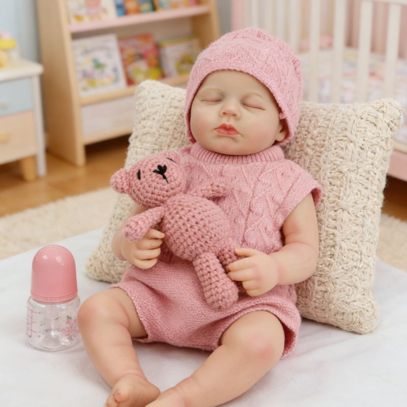 18inch Lili Cute Sleeping Reborn Doll, Real Touch Newborn Toy, Gift & Collectible Doll