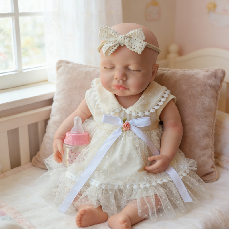 18inch Nini Cute Sleeping Reborn Doll, Real Touch Newborn Toy, Gift & Collectible Doll