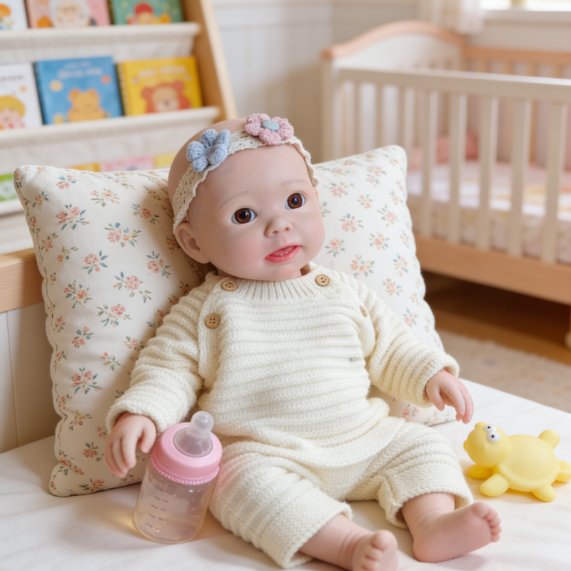 18Inch Coco Realistic Reborn Baby Doll, Lifelike Skin Sleeping Style, Soothing Companion Doll