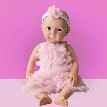 18Inch Sweet Dreamy Reborn Baby Doll Willa – Delicate Pink Tulle Dress & Floral Headband, Adorable Cuddle Partner