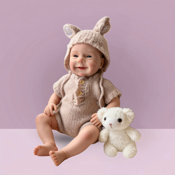 18Inch Nora Realistic Reborn Baby Doll, Cute Bunny Ear Hat Knit Outfit, Lifelike Companion Toy for Kids & Collectors