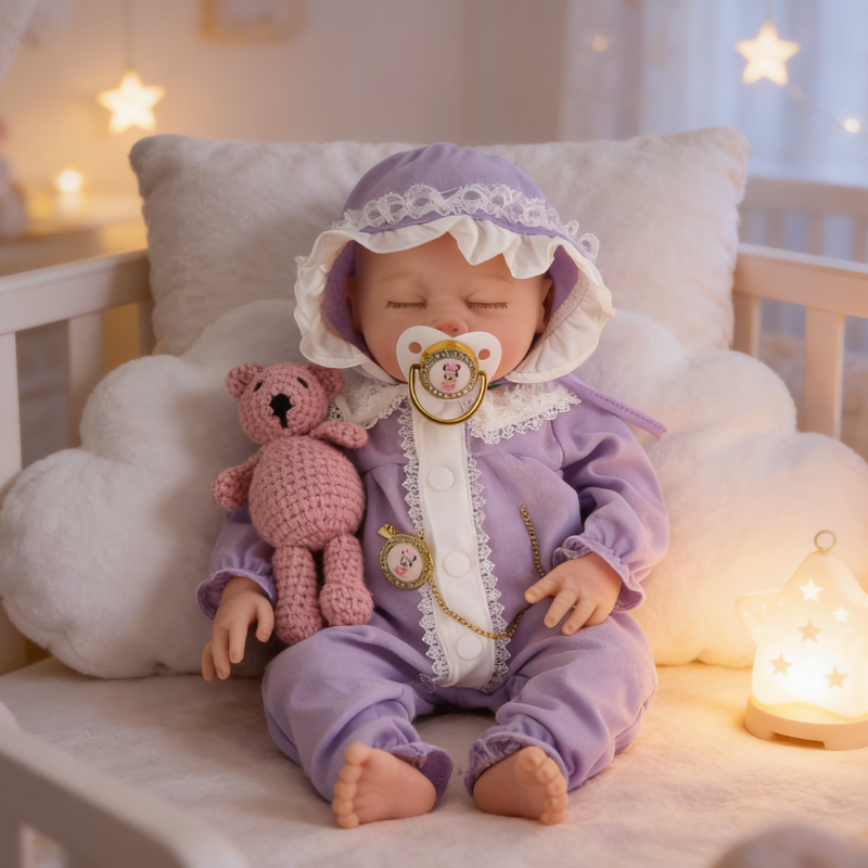 13Inch Ella Realistic Reborn Baby Doll, Lifelike Skin Sleeping Infant, Cozy Soothing Companion Toy for Kids & Collectors