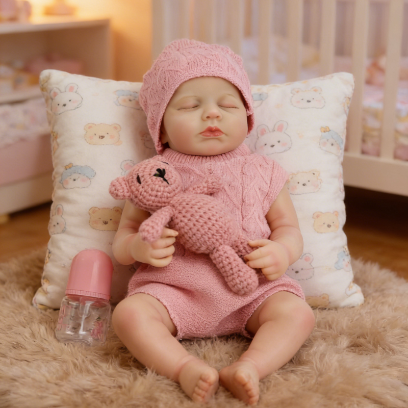 18inch Lili Cute Sleeping Reborn Doll, Real Touch Newborn Toy, Gift & Collectible Doll