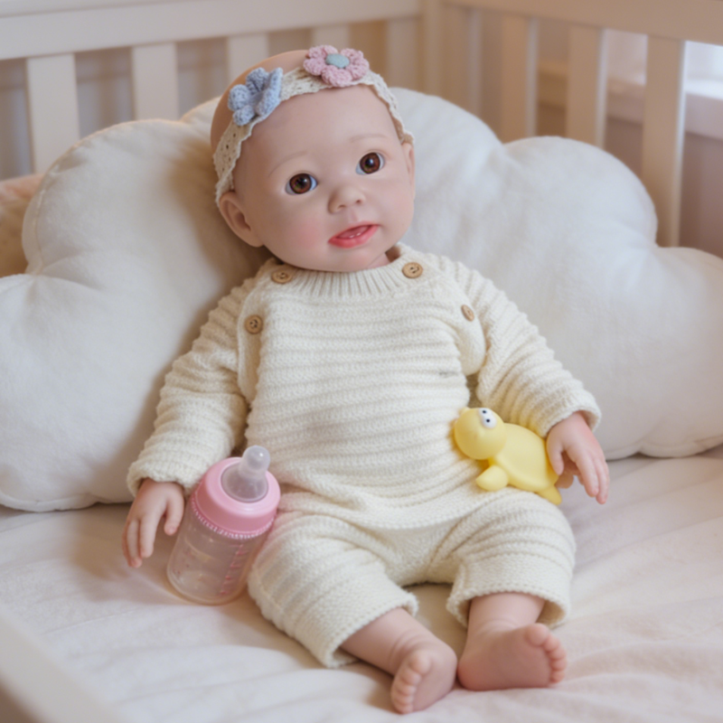 18Inch Coco Realistic Reborn Baby Doll, Lifelike Skin Sleeping Style, Soothing Companion Doll