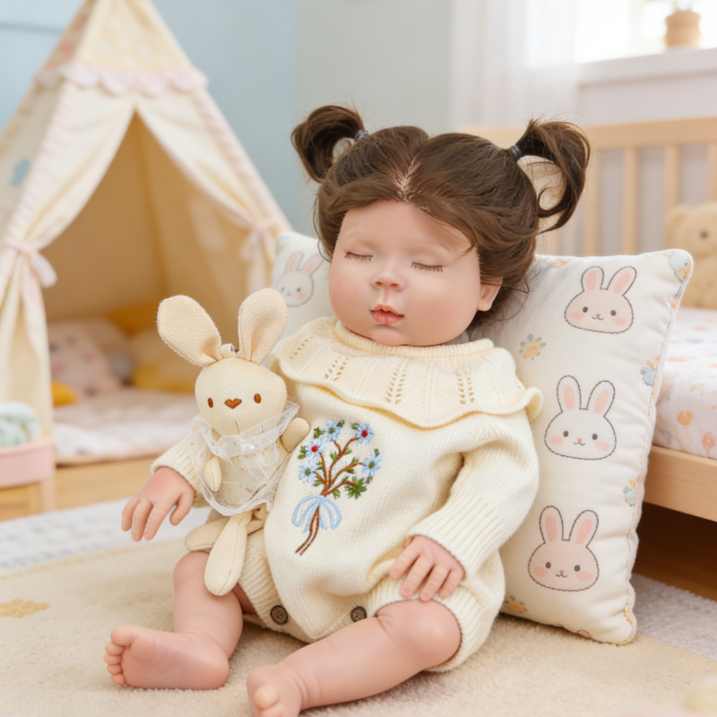Puff Cute Sleeping Reborn Doll, Real Touch Newborn Toy, Gift & Collectible Doll