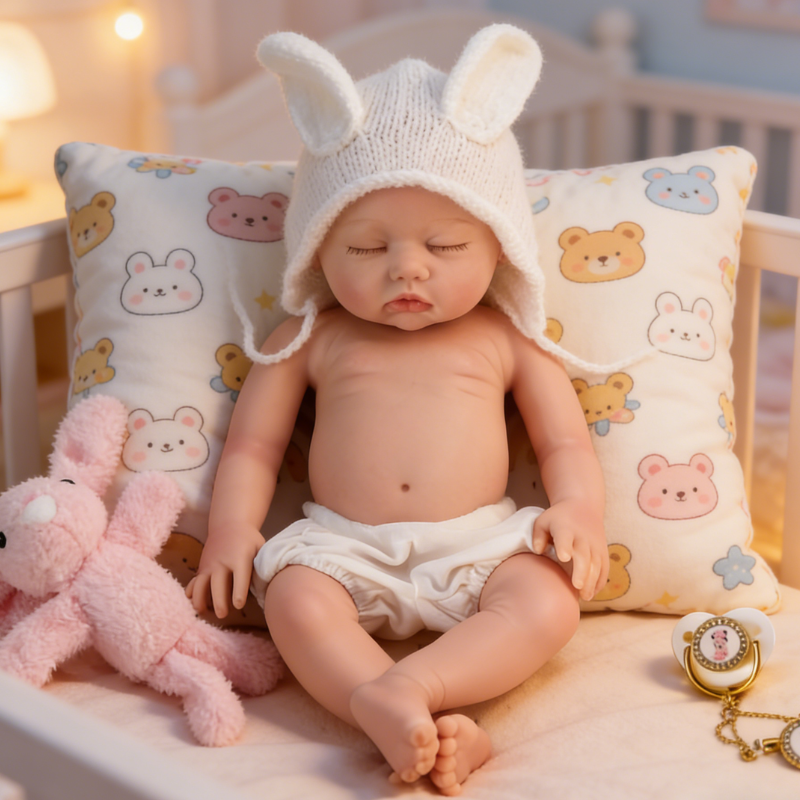 13Inch Ella Realistic Reborn Baby Doll, Lifelike Skin Sleeping Infant, Cozy Soothing Companion Toy for Kids & Collectors