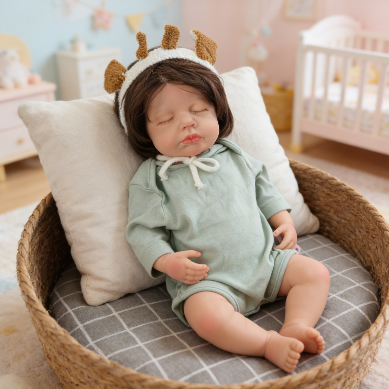 18inch Nini Cute Sleeping Reborn Doll, Real Touch Newborn Toy, Gift & Collectible Doll