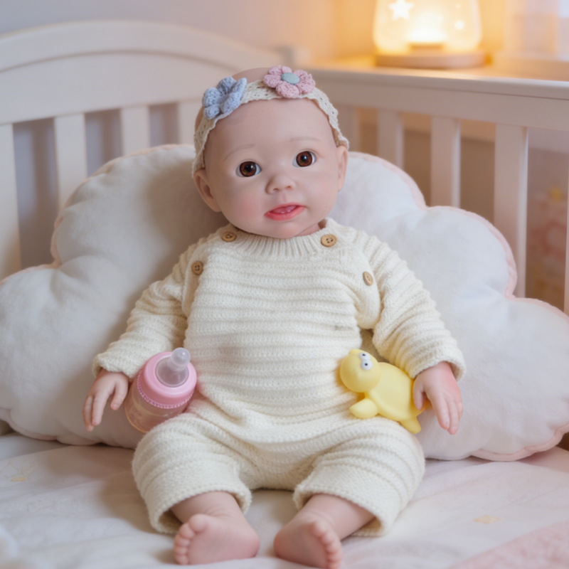 18Inch Coco Realistic Reborn Baby Doll, Lifelike Skin Sleeping Style, Soothing Companion Doll