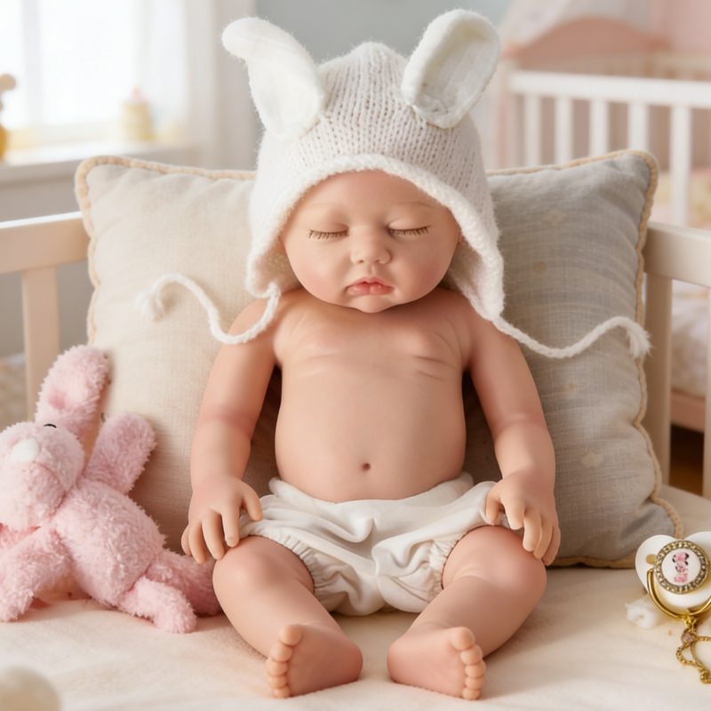 13Inch Ella Realistic Reborn Baby Doll, Lifelike Skin Sleeping Infant, Cozy Soothing Companion Toy for Kids & Collectors