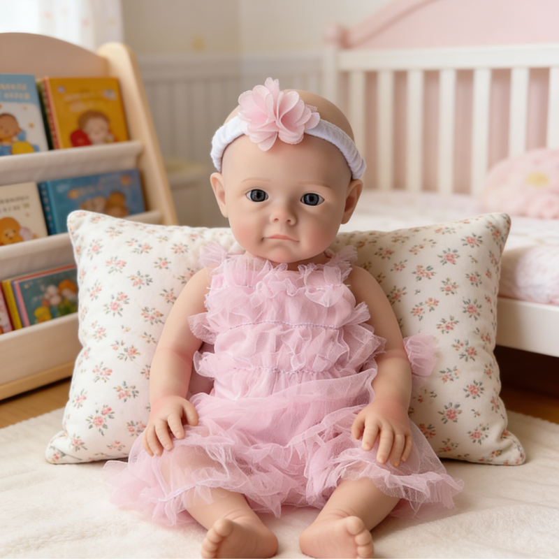 18Inch Sweet Dreamy Reborn Baby Doll Willa – Delicate Pink Tulle Dress & Floral Headband, Adorable Cuddle Partner