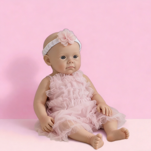18Inch Sweet Dreamy Reborn Baby Doll Willa – Delicate Pink Tulle Dress & Floral Headband, Adorable Cuddle Partner