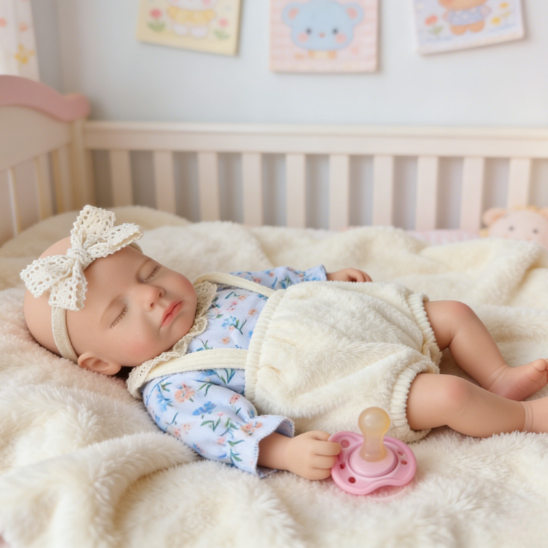 18inch Nini Cute Sleeping Reborn Doll, Real Touch Newborn Toy, Gift & Collectible Doll
