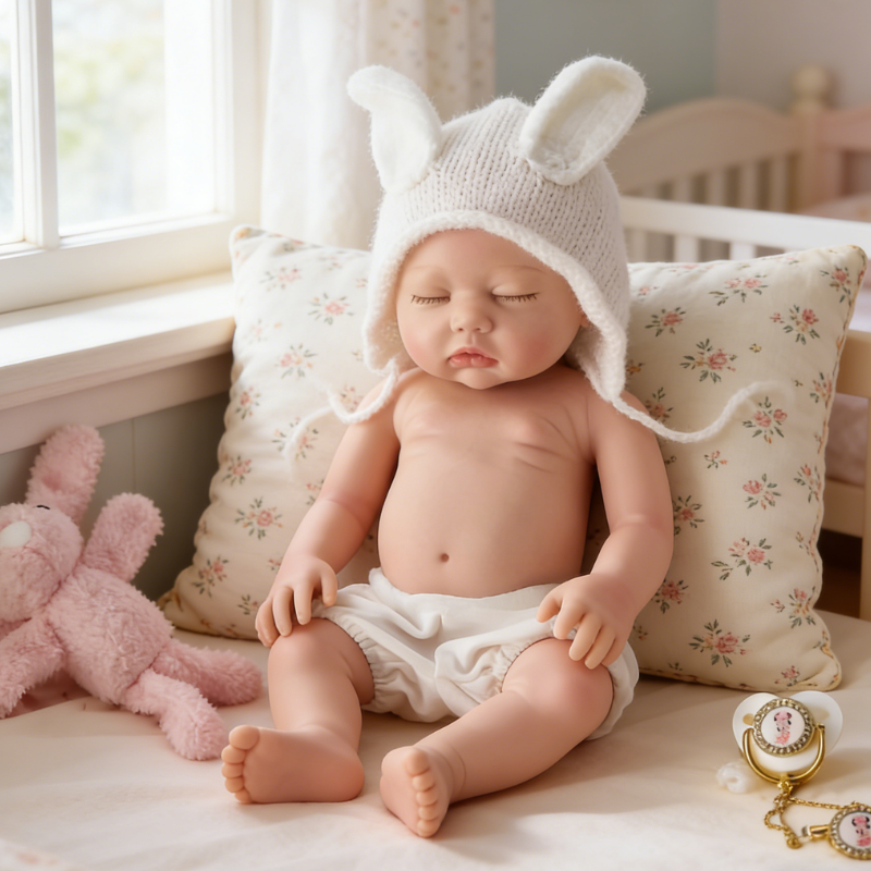 13Inch Ella Realistic Reborn Baby Doll, Lifelike Skin Sleeping Infant, Cozy Soothing Companion Toy for Kids & Collectors