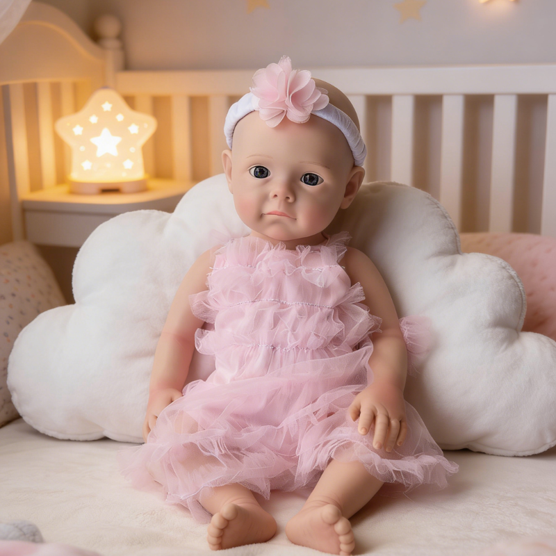 18Inch Sweet Dreamy Reborn Baby Doll Willa – Delicate Pink Tulle Dress & Floral Headband, Adorable Cuddle Partner