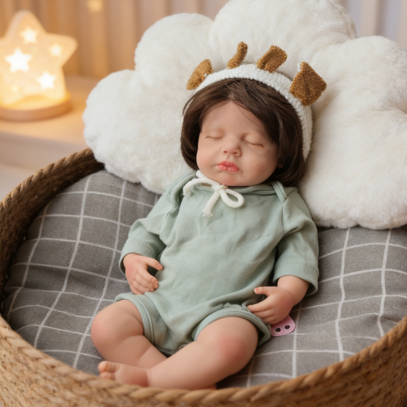 18inch Nini Cute Sleeping Reborn Doll, Real Touch Newborn Toy, Gift & Collectible Doll