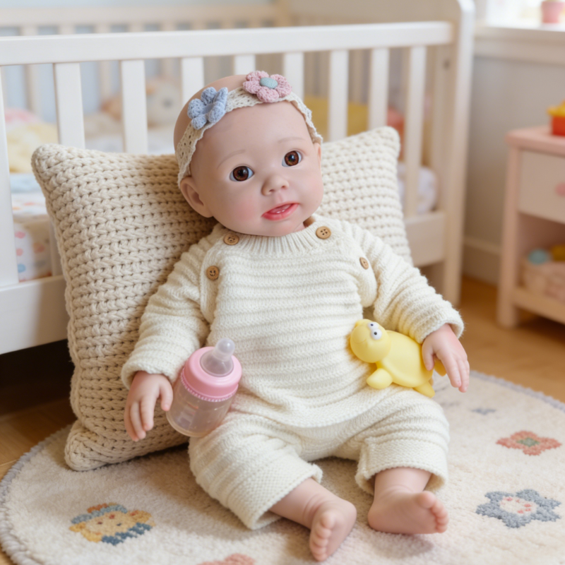 18Inch Coco Realistic Reborn Baby Doll, Lifelike Skin Sleeping Style, Soothing Companion Doll
