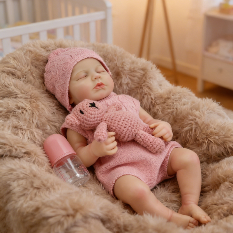 18inch Lili Cute Sleeping Reborn Doll, Real Touch Newborn Toy, Gift & Collectible Doll