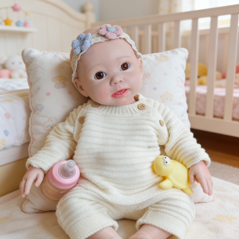 18Inch Coco Realistic Reborn Baby Doll, Lifelike Skin Sleeping Style, Soothing Companion Doll