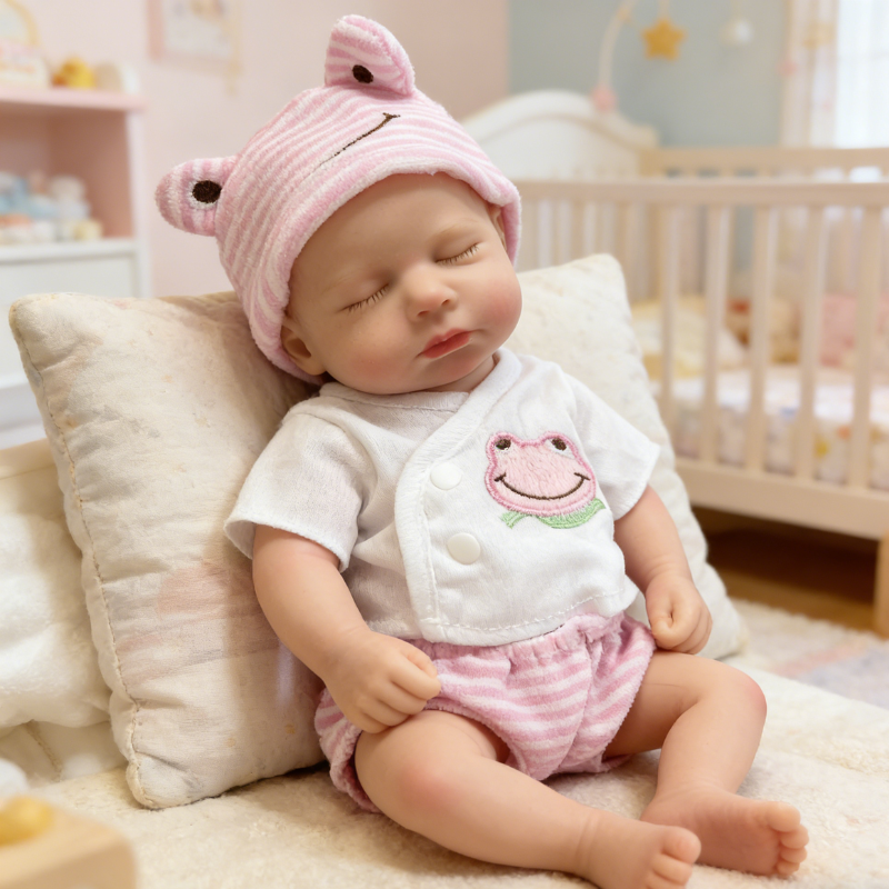18inch Nini Cute Sleeping Reborn Doll, Real Touch Newborn Toy, Gift & Collectible Doll