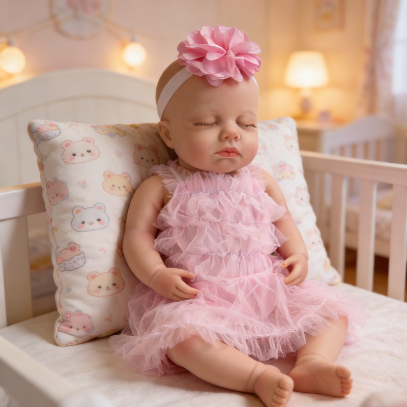 18inch Nini Cute Sleeping Reborn Doll, Real Touch Newborn Toy, Gift & Collectible Doll