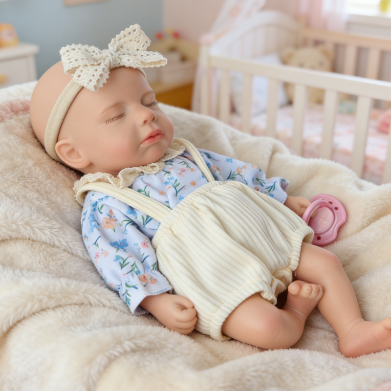 18inch Nini Cute Sleeping Reborn Doll, Real Touch Newborn Toy, Gift & Collectible Doll