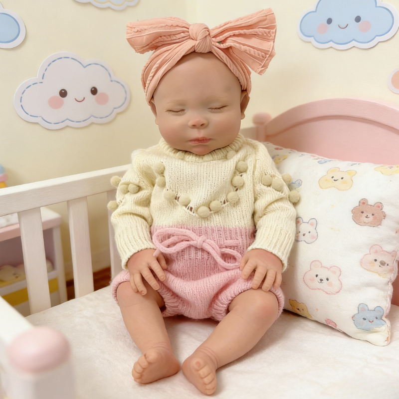 18Inch Lifelike Reborn Baby Doll Mia - Soft Vinyl Realistic Newborn Soothing Sleep Companion for Kids & Collectors