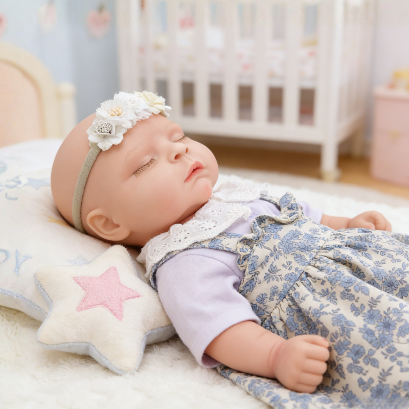 18inch Poppy Cute Sleeping Reborn Doll, Real Touch Newborn Toy, Gift & Collectible Doll
