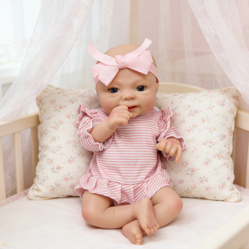 16inch Qin Cute Sleeping Reborn Doll, Real Touch Newborn Toy, Gift & Collectible Doll
