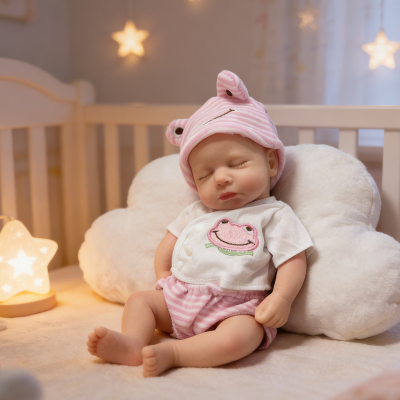 18inch Nini Cute Sleeping Reborn Doll, Real Touch Newborn Toy, Gift & Collectible Doll